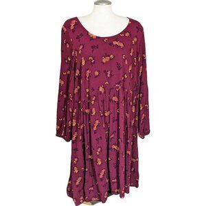 Love Legend Prairie Dress Plus Size 22 Long Sleeve Burgundy Red Prairie Floral
